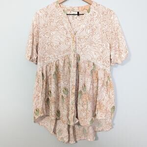 Anthropologie Akemi + Kin Veria Floral Feminine Flowy Tunic Blouse